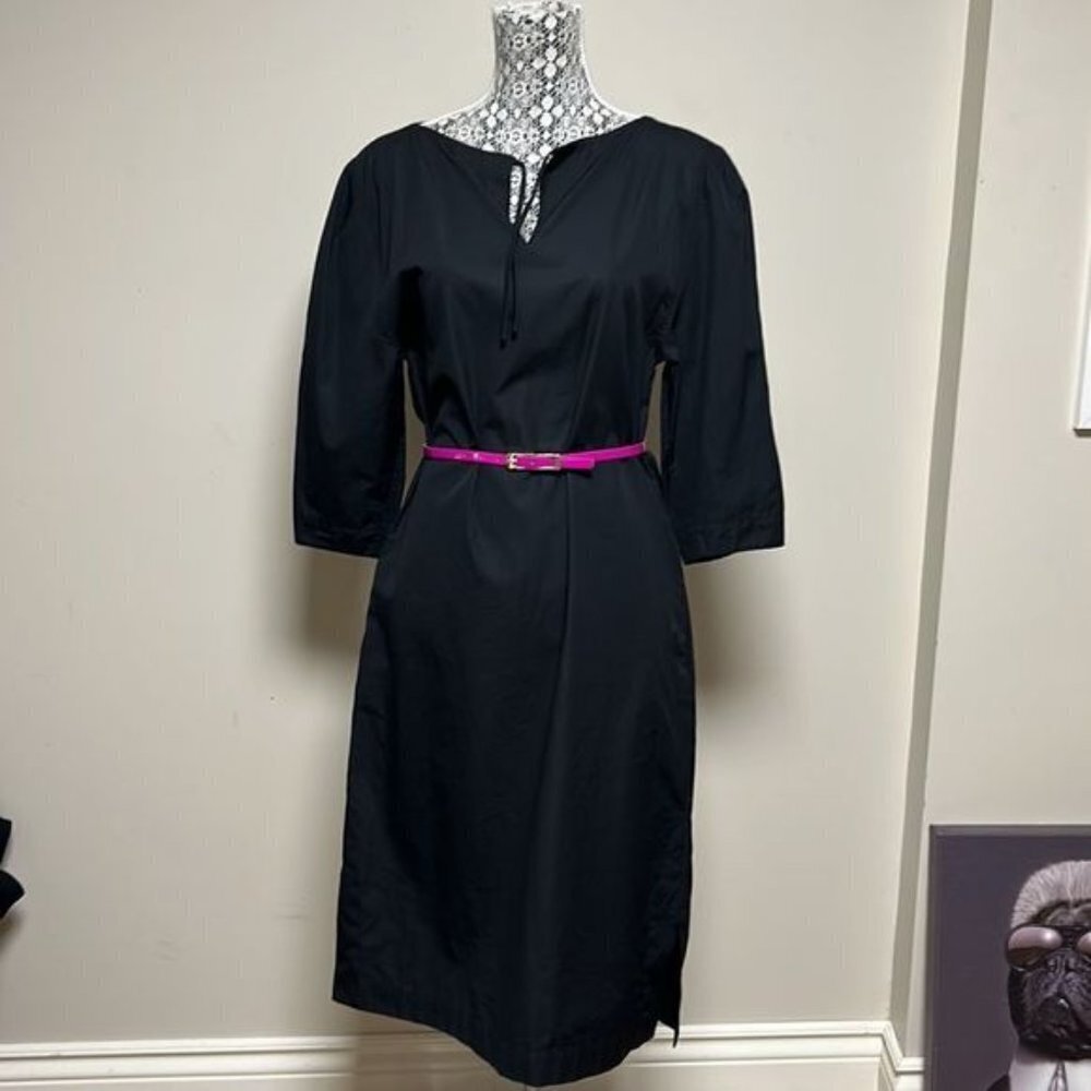 Judith & Charles black v neck cotton lightweight sheath dress 3/4 sleeves